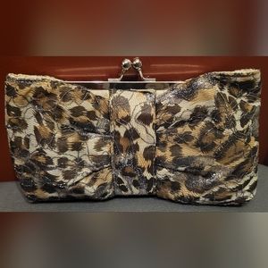 Lulu Townsend Leopard Bow Clutch